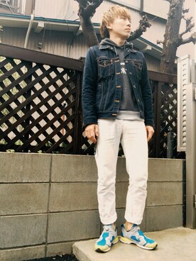 「RICO（リコ）のアイテム（デニムジャケット、ブルー系）」を使った、yasさん（メンズ・170cm）の冬コーディネート