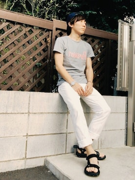 「Teva（テバ）のTEVA HURRICANE XLT（サンダル、ブラック系）」を使った、yasさん（メンズ・170cm）の夏コーディネート