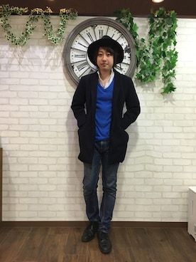 「美容師」｜「アイテム（チェスターコート）」を使った、高原 ジュンさん（メンズ・171cm）の冬コーディネート