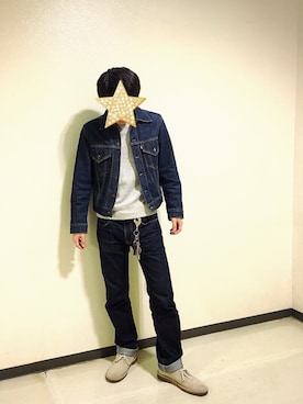 「スウエット」｜「アイテム（デニムジャケット）」を使った、りよさん（メンズ・170cm）の秋コーディネート