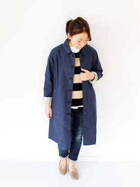 「RINEN（リネン）のアイテム（ジャケット/アウター）」を使った、francbonnさん（レディース・155cm）の冬コーディネート