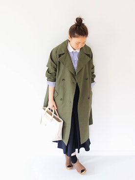 「BASISBROEK（バシスブルック）のアイテム（トレンチコート）」を使った、francbonnさん（レディース・155cm）の春コーディネート
