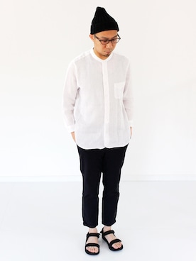 「SOURCE（ソース）のアイテム（サンダル）」を使った、francbonnさん（メンズ・172cm）の春コーディネート