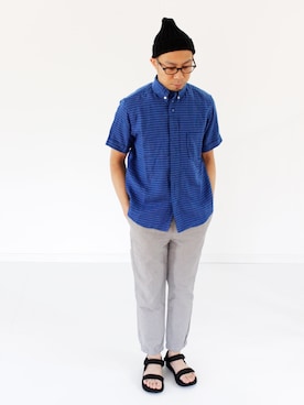 「SOURCE（ソース）のアイテム（サンダル）」を使った、francbonnさん（メンズ・172cm）の春コーディネート