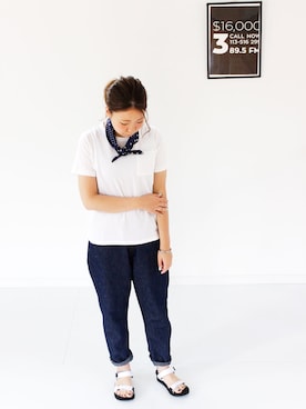 「SOURCE（ソース）のアイテム（シューズ）」を使った、francbonnさん（レディース・155cm）の夏コーディネート