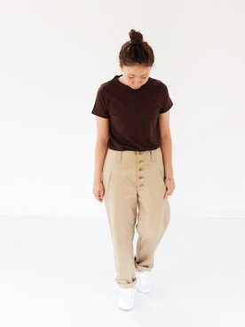 「homspun（ホームスパン）のアイテム（パンツ）」を使った、francbonnさん（レディース・155cm）の夏コーディネート