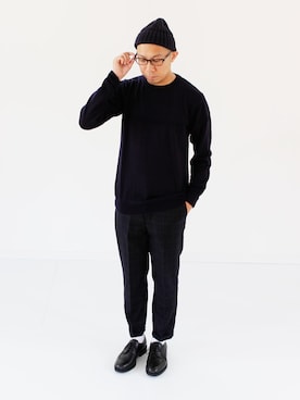 「クルーネックニット」｜francbonnさん（メンズ・172cm）の秋コーディネート