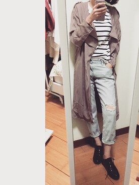 「PULL&BEAR（プルアンドベア）のアイテム（その他シューズ）」を使った、1ucyyyyさん（レディース・165cm）の夏コーディネート