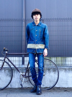 「used mix」｜「アイテム（カバーオール）」を使った、taro shoさん（メンズ・171cm）の冬コーディネート