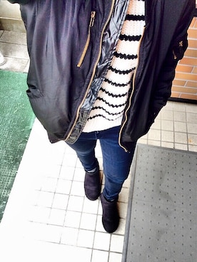 「WEGO（ウィゴー）のアイテム（ブルゾン）」を使った、piiさん（レディース・158cm）の冬コーディネート