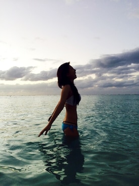 「アイテム（水着、ブルー系）」を使った、piiさん（レディース・160cm）の冬コーディネート