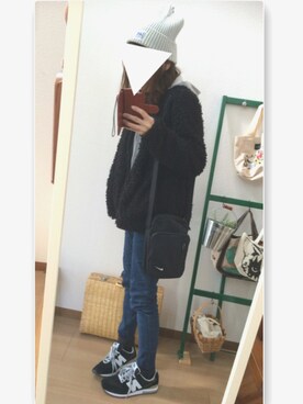 「NIKE(ナイキ)のアイテム(ショルダーバッグ)」を使った、anzuさん(レディース・150cm)の冬コーディネート