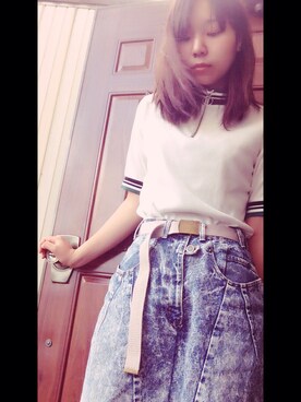 「リメイクデニム」｜「アイテム（スカート）」を使った、しょーんさん（レディース・164cm）の秋コーディネート