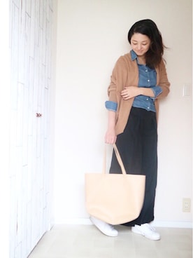 「UNIQLO（ユニクロ）のWOMEN オックスフォードワイドパンツ＋E（その他パンツ）」を使った、utamama210さん（レディース・172cm）の秋コーディネート