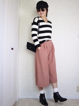 「ROPE' PICNIC（ロペピクニック）のアイテム（ニット/セーター、ブラック系）」を使った、utamama210さん（レディース・172cm）の冬コーディネート