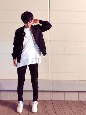 「アイテム（MA-1）」を使った、ひゃまさん（メンズ・176cm・10代）の秋コーディネート