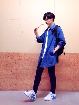 「RAGEBLUE（レイジブルー）の【超ロングセラー】ストレッチスキニーパンツ/568067（その他パンツ、ブラック系）」を使った、ひゃまさん（メンズ・176cm）の秋コーディネート