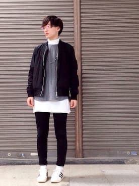 「アイテム（MA-1）」を使った、ひゃまさん（メンズ・176cm・10代）の秋コーディネート