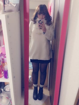 「タイツ×靴下」｜「アイテム（ダッフルコート）」を使った、ｎｏｚｏｍｉさん（レディース・158cm）の冬コーディネート