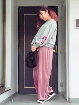 「フリルトート」｜「アイテム（スウェット）」を使った、ｎｏｚｏｍｉさん（レディース・158cm）の秋コーディネート