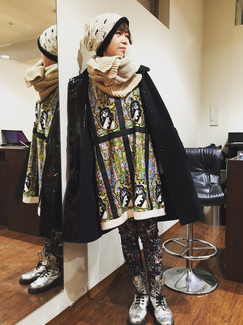 「RINGselectshop、TATACHRISTIANE、ANNTIAN、leaclement」｜「Tatachristianeのアイテム（ワンピース、その他）」を使った、MizueTakahashiさん（レディース・165cm）の冬コーディネートの1枚目の写真