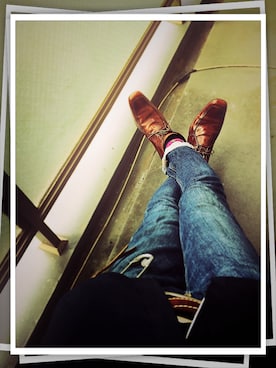 「アイテム（ドレスシューズ、ブラウン系）」を使った、I.Ryoさん（メンズ・175cm）の秋コーディネート