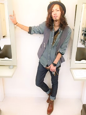 「RRL（ダブル アール エル）のアイテム」を使った、I.Ryoさん（メンズ・175cm）の秋コーディネート