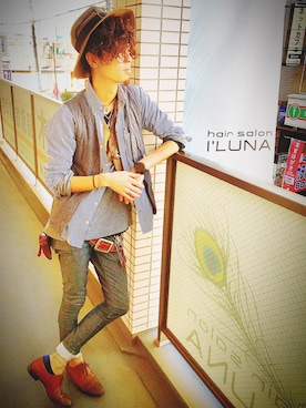 「Handmade（ハンドメイド）のアイテム（トップス）」を使った、I.Ryoさん（メンズ・175cm）の冬コーディネート