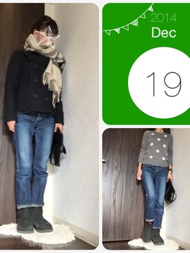 「UGG」｜「アイテム（ピーコート）」を使った、A.♡さん（レディース・154cm）の冬コーディネート