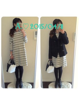 「ユナイテッドアローズ」｜「アイテム（ピーコート）」を使った、A.♡さん（レディース・154cm）の春コーディネート