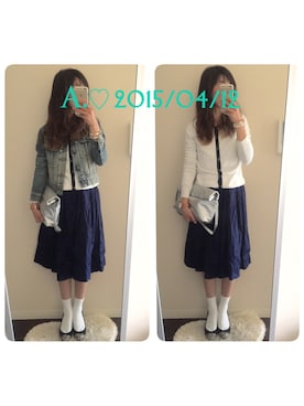 「RANDA」｜「アイテム（デニムジャケット）」を使った、A.♡さん（レディース・154cm）の春コーディネート