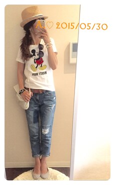 「H&M DIVIDED（エイチアンドエム　ディヴァイデッド）のアイテム（バレエシューズ）」を使った、A.♡さん（レディース・154cm）の夏コーディネート