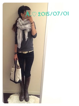 「MUJI」｜「アイテム（レインシューズ）」を使った、A.♡さん（レディース・154cm）の夏コーディネート