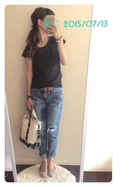 「H&M DIVIDED（エイチアンドエム　ディヴァイデッド）のアイテム（バレエシューズ）」を使った、A.♡さん（レディース・154cm）の夏コーディネート