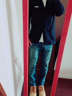 「soe（ソーイ）のアイテム（デニムパンツ）」を使った、ながやんてぃ≠さん（メンズ・160cm）の秋コーディネート