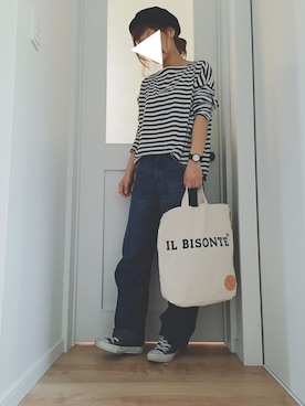 「one after another NICE CLAUP（ワンアフターアナザーナイスクラップ）のアイテム（ハンチング/ベレー帽）」を使った、kikkaさん（レディース・152cm）の夏コーディネート
