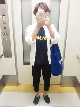 「スエードシューズ」｜「アイテム（トートバッグ）」を使った、HIROさん（メンズ・171cm）の秋コーディネート