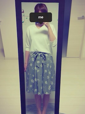 「メチャカリ」｜「アイテム（Tシャツ/カットソー）」を使った、m a r i *さん（レディース・170cm）の春コーディネート
