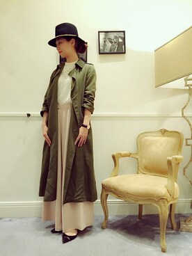 「ウエストゴム」｜「アイテム（トレンチコート）」を使った、kurumiさん（レディース・170cm）の秋コーディネート