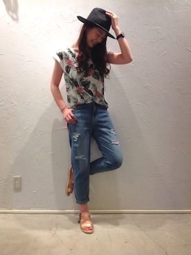 「INTERPLANET WINGS（インタープラネットウィング）のアイテム（アクセサリー）」を使った、すぎもっちゃん*さん（レディース・171cm）の夏コーディネート