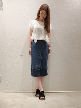 「アイテム（デニムスカート）」を使った、すぎもっちゃん*さん（レディース・171cm・20代）の夏コーディネート