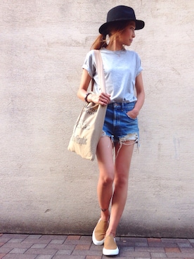 「TODAYFUL（トゥデイフル）のVintageトートバッグ（トートバッグ）」を使った、kayoさん（レディース・164cm）の夏コーディネート