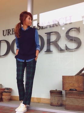 ベストを使った デニムシャツ のレディース人気ファッションコーディネート ユーザー Wearista Wear