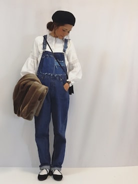 「女子会」｜「アイテム（ムートンコート）」を使った、kayoさん（レディース・164cm）の冬コーディネート
