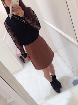 「Heather（ヘザー）のアイテム（ブーツ）」を使った、E♡さん（レディース・155cm）の秋コーディネート