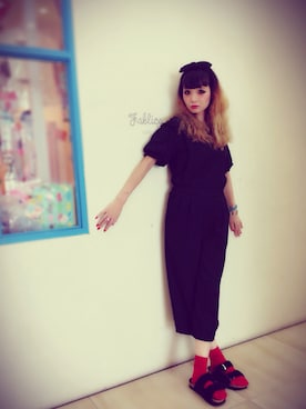 「w closet」｜「アイテム（オールインワン・サロペット）」を使った、はまさん（レディース・160cm）の秋コーディネート