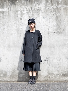 「OCTAVE OCTAVE（オクターブオクターブ）のアイテム（ニットキャップ/ビーニー）」を使った、B・I・D snapさん（レディース・155cm）の秋コーディネート