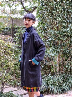 「DETAILS（ディテールズ）のアイテム（ステンカラーコート）」を使った、B・I・D snapさん（レディース・159cm）の秋コーディネート