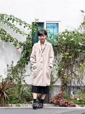 「DETAILS（ディテールズ）のアイテム（チェスターコート）」を使った、B・I・D snapさん（レディース・159cm）の秋コーディネート