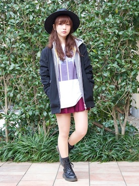 「麦わら帽子」｜「アイテム（ブルゾン）」を使った、B・I・D snapさん（レディース・153cm）の春コーディネート